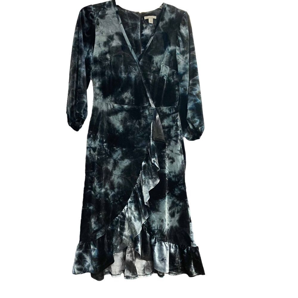 CEST 1946 Blue Tie Dyed Ruffle Dress Size Small‎